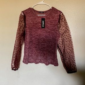 Sheer sleeve blouse, size xl, NWT